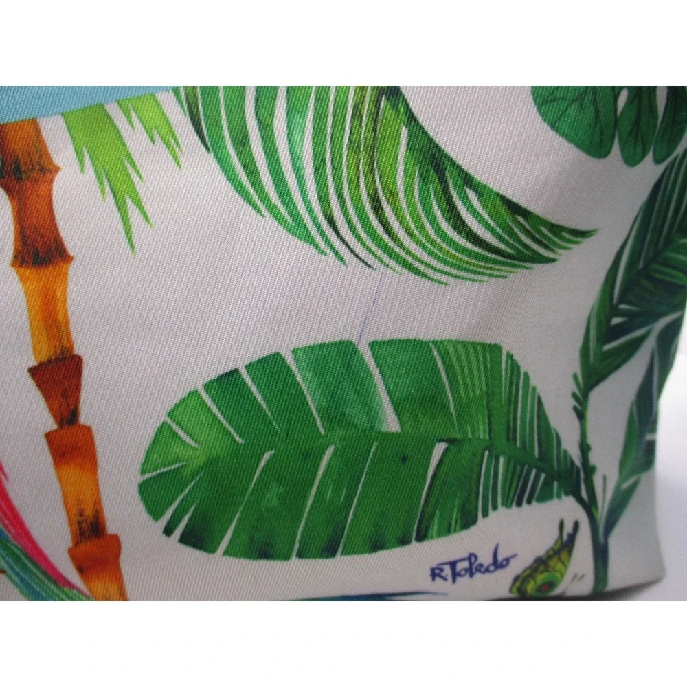 Estee Lauder‎ Ruben Toledo Tropical Parrot Makeup Bag Blue White Floral Cosmetic
